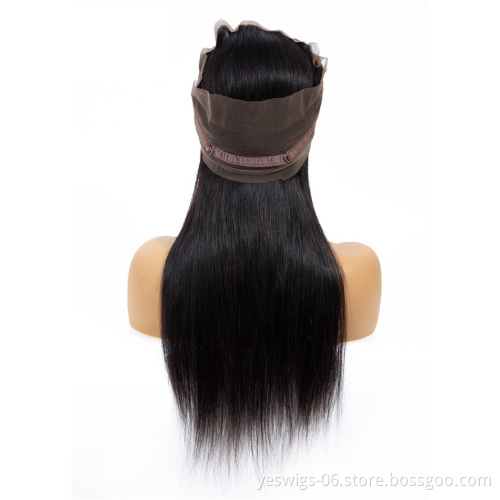 360 Lace Frontal Closure Straight Human Hair, Brazilian Virgin Human Hair Extensions Cuticle Aligned Lace Frontal 360